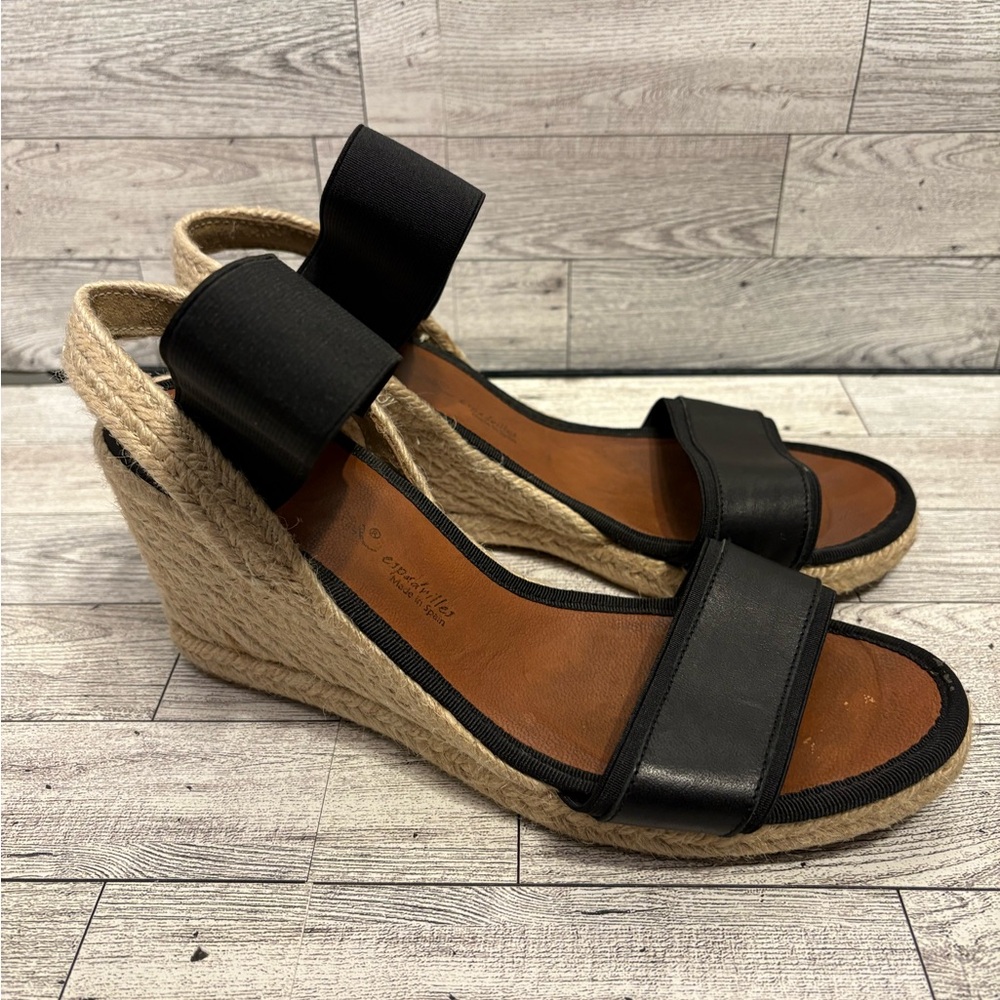 Dalson Black and Tan Espadrille Wedges